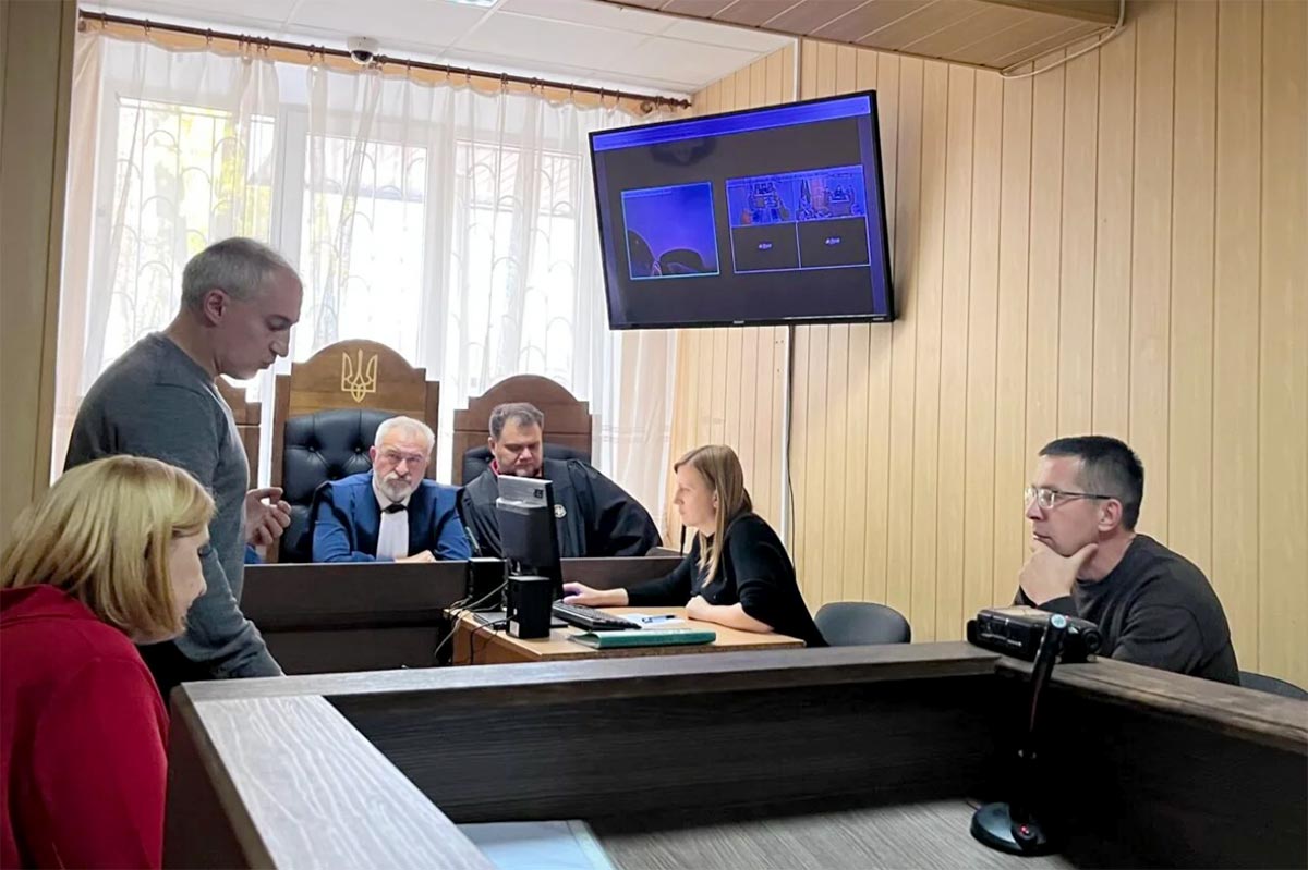 Procès d'un soldat russe pour crimes de guerre en Ukraine. Photo : salle d'audience du tribunal de Borodyanka.