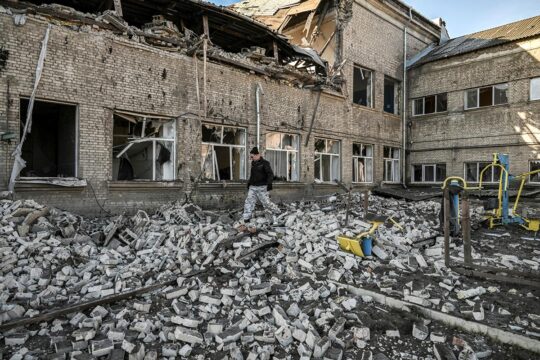 School bombed by Russian air force in Ukraine
