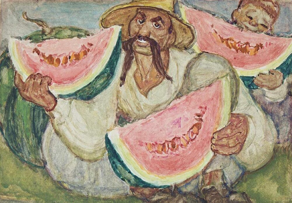 Pillage d'oeuvres d'art en Ukraine par la Russie, en temps de guerre. Photo : la peinture « Générosité », de Mykola Pysanko, a été volée au Musée d'art de Kherson.