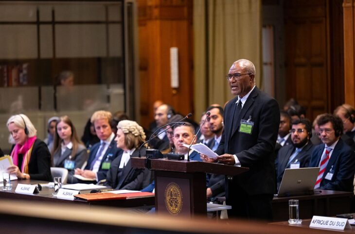 Climate justice - Arnold Kiel Loughman (Attorney General of the Republic of Vanuatu) pleads before the International Court of Justice (ICJ) for polluting states to be held responsible for the effects of climate change.