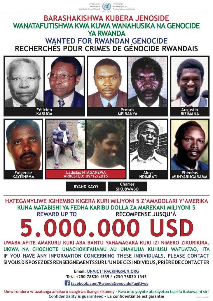 Génocide au Rwanda: arrestation en RDC d'un des 9 accusés recherchés par le TPIR